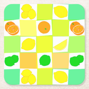 Zitronen Limette und Orangen Zitrusfrucht Unterset Rechteckiger Pappuntersetzer