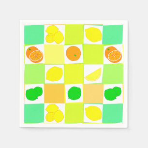 Zitronen Limette und Orangen Zitrusfruchtmuster Serviette