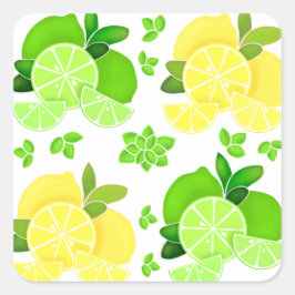 Zitronen Limon| Zitronen Limone Scheiben Sonnige Z Quadratischer Aufkleber