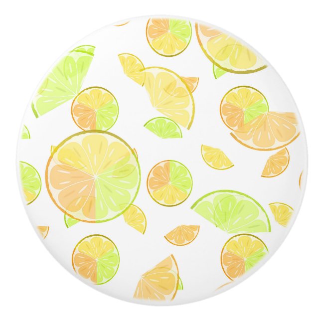 Zitronen Limone Orangenscheiben Zitrusfruchtart Keramikknauf (Vorderseite)