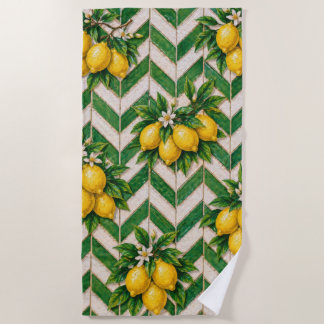 Zitronen-Marokkanische Chevron-Fliese Strandtuch