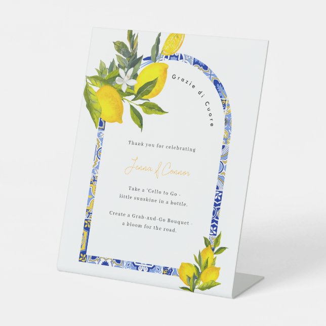Zitronen-Mittelmeer-Bridal-Shower-Abschieds-Schild Sockelschild (Vorderseite)