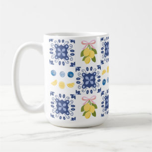 Zitronen-Mittelmeer-französisches Landfliesenmuste Kaffeetasse
