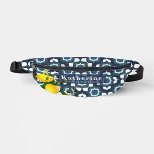 Zitronen-Mittelmeerfliesen Navy Blau Weiß Bauchtasche
