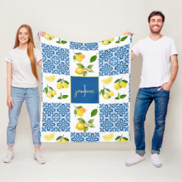 Zitronen-Monogramm-Name Französisches Landfliesenm Fleecedecke