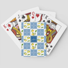 Zitronen-Monogramm-Name Französisches Landfliesenm Spielkarten