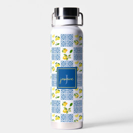 Zitronen-Monogramm-Name Französisches Landfliesenm Trinkflasche