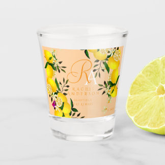 Zitronen-Monogramm Pfirsich Schnapsglas