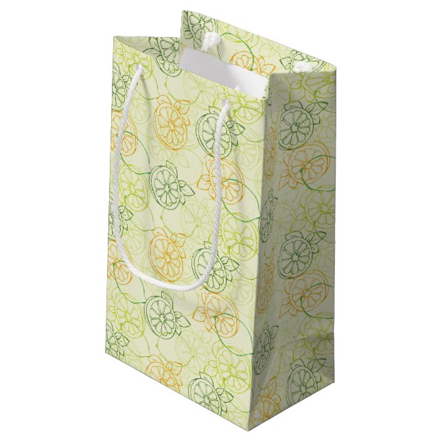 Zitronen-Muster Kleine Geschenktüte (Rückseite Schrägansicht)