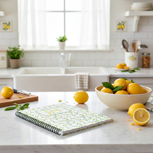 Zitronen-Muster personalisiertes Rezept Notizbuch