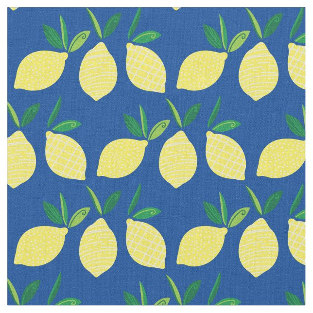 Zitronen Niedliches Sommerfrucht Stoff (Nahaufnahme)