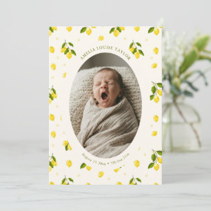 Zitronen-Oval-Foto Neugeborenes Baby-Geburtsstatis Ankündigung