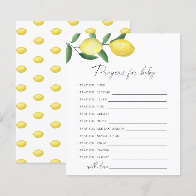 Zitronen - Party | Gebete für Babyspiel (Vorne/Hinten)