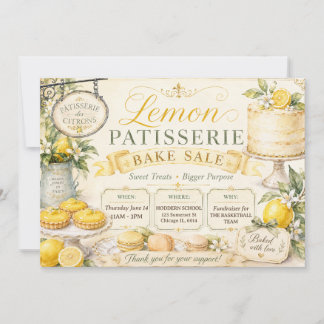 Zitronen-Pâtisserie • Vintage-Französischer Backve Einladung