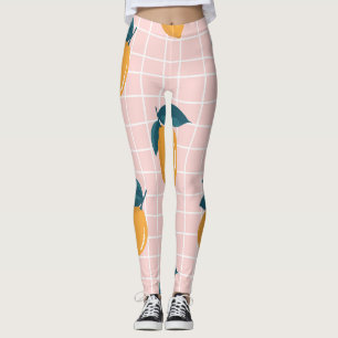 Zitronen, retro Geometrie, sommerliches nahtloses Leggings