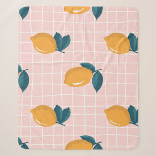 Zitronen, retro Geometrie, sommerliches nahtloses Sherpadecke