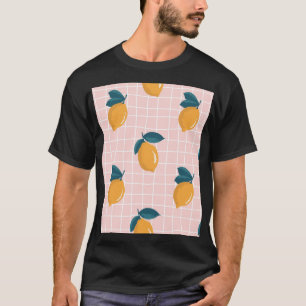 Zitronen, Retrogeometrie, nahtloses Sommermuster. T-Shirt