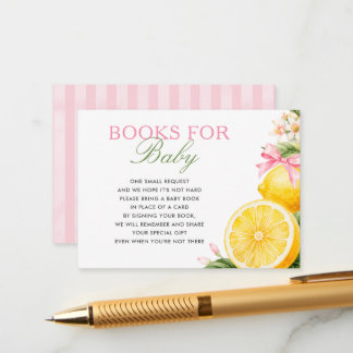 Zitronen Rosa Kokette Babyparty Bücher für Baby Begleitkarte