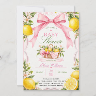 Zitronen Rosa Kokette Babyparty Einladung