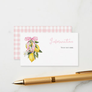 Zitronen-Rosa-Schleife Coquette Baby-Shower-Inform Begleitkarte
