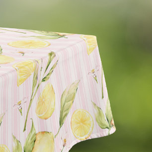 Zitronen-Rosa-Streifen-Sommer Tischdecke