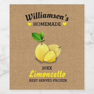Zitronen selbst gemachte Limoncello rustikale Weinetikett