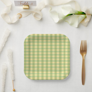 Zitronen-Sommer-Gingham-Karo-Papierplatte Pappteller