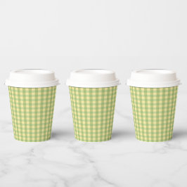 Zitronen-Sommer-Gingham-Muster-Papierbecher Pappbecher