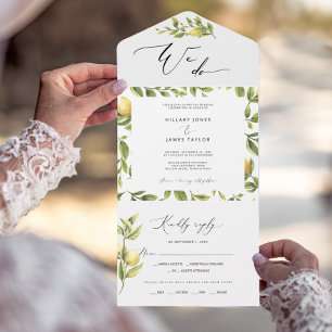 Zitronen Sorrent Amalfi-Küste Kalligrafie Hochzeit All In One Einladung