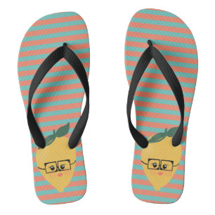 Zitronen Süß Gestreiftes Muster Flip Flops