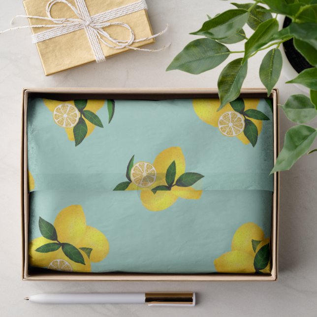 Zitronen Teal Seidenpapier (Geschenk)
