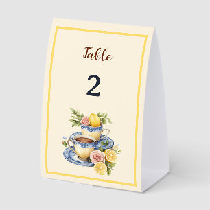 Zitronen-Teetasse-Afternoon-Tea-Party-Tischnummern Tischaufsteller