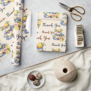 Zitronen-Teetasse-Dankeschön-Blumen-Party-Geschenk Geschenkpapier