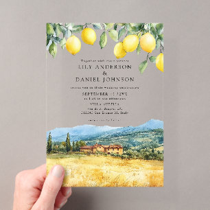 Zitronen Toskana Szene Italien Hochzeit Acryleinladungen