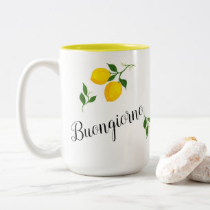 Zitronen und Blätter Buongiorno Kaffeemaschine Ta Zweifarbige Tasse