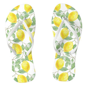 Zitronen und Blätter Flip Flops
