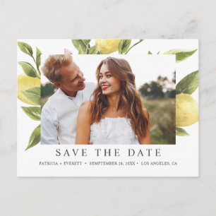 Zitronen und Blätter Foto SAVE THE DATE Ankündigungspostkarte