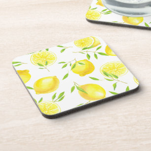 Zitronen und Blätter Getränkeuntersetzer