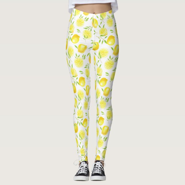 Zitronen und Blätter Leggings (Vorderseite)