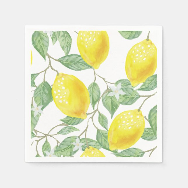 Zitronen und Blätter Papier Napkins Serviette (Vorderseite)