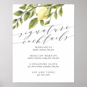 Zitronen und Blätter Signature Cocktail Menü V2 Ze Poster