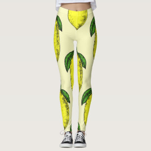 Zitronen und Blätter: Sommer-Muster. Leggings