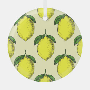 Zitronen und Blätter: Sommermuster. Ornament Aus Glas