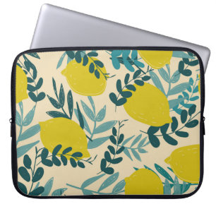Zitronen und Blätter, Vintager Hintergrund. Laptopschutzhülle