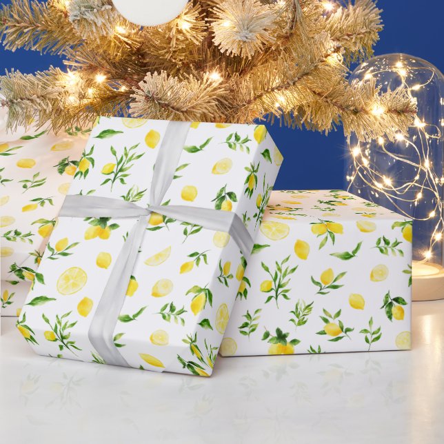 Zitronen- und Blattmuster Geschenkpapier (Feiertage)