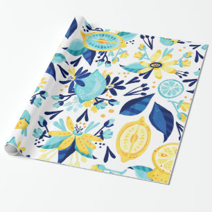 Zitronen und Blume Geschenkpapier