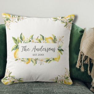 Zitronen und Blumen Florale Botanische Familiennam Kissen