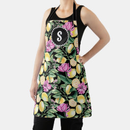 Zitronen und Blütenmuster | Citrus Monogram Schürze