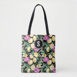 Zitronen und Blütenmuster | Citrus Monogram Tasche