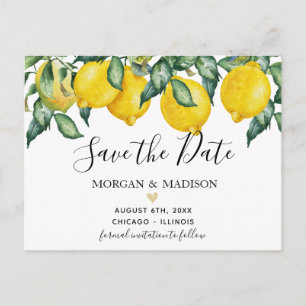Zitronen und Grünpflanzen Save the Date Postkarte